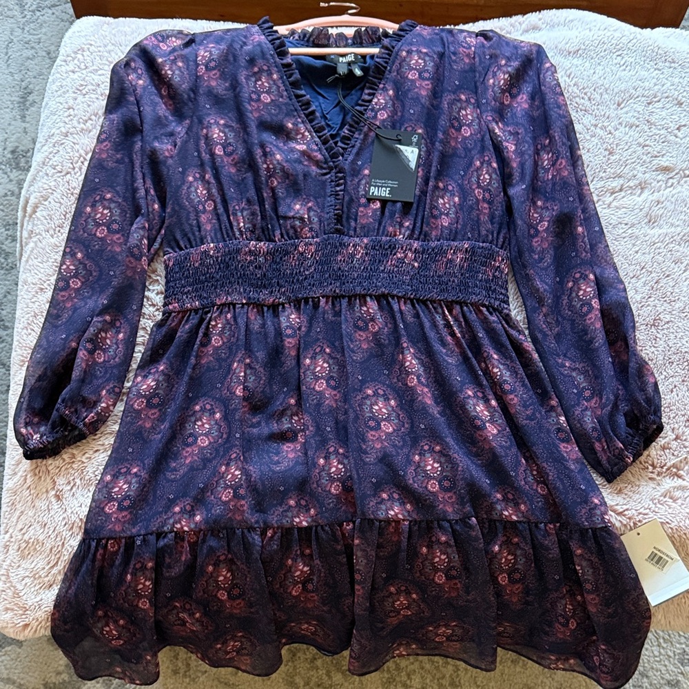 PAIGE Purple and Pink Floral Midi Dress